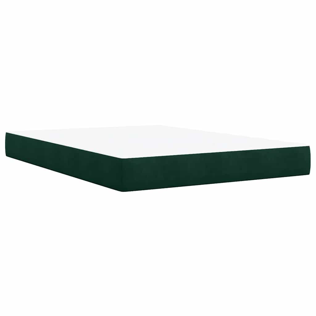 Pat box spring cu saltea, verde închis, 140x200 cm, catifea GartenMobel Dekor