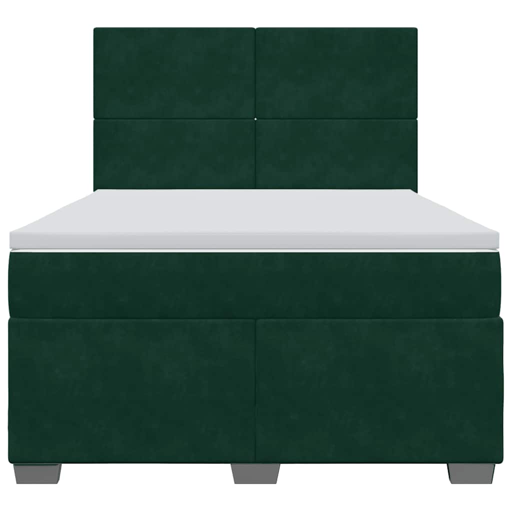 Pat box spring cu saltea, verde închis, 140x200 cm, catifea GartenMobel Dekor