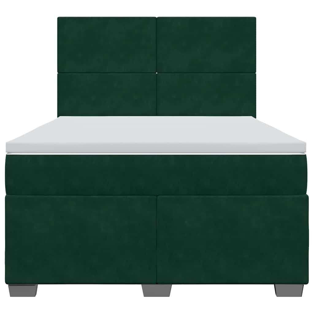 Pat box spring cu saltea, verde închis, 160x200 cm, catifea GartenMobel Dekor