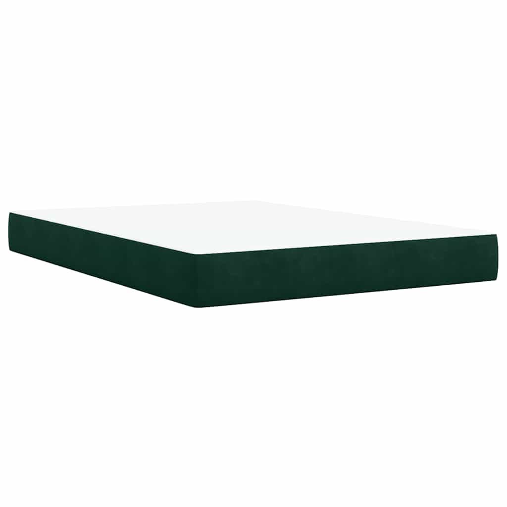Pat box spring cu saltea, verde închis, 160x200 cm, catifea GartenMobel Dekor