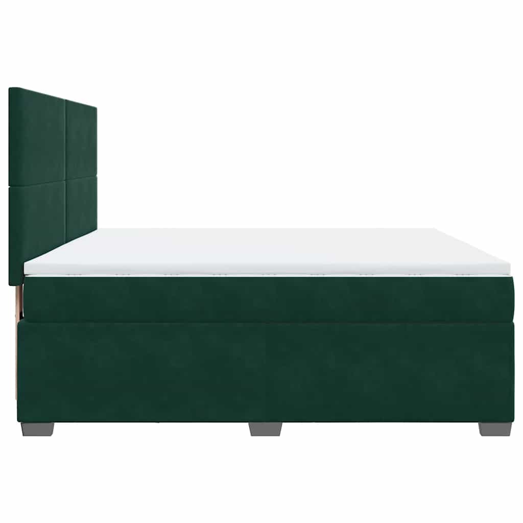 Pat box spring cu saltea, verde închis, 180x200 cm, catifea GartenMobel Dekor