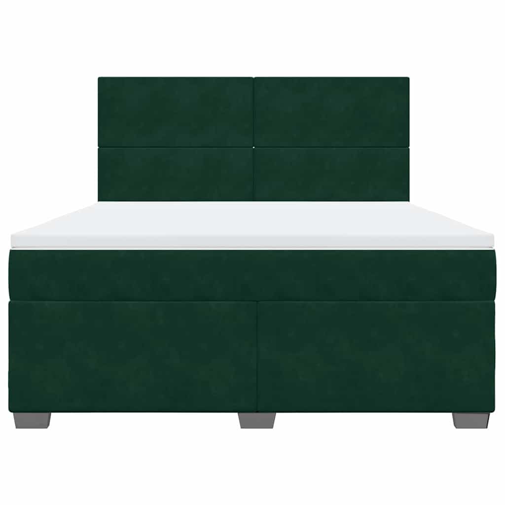 Pat box spring cu saltea, verde închis, 180x200 cm, catifea GartenMobel Dekor