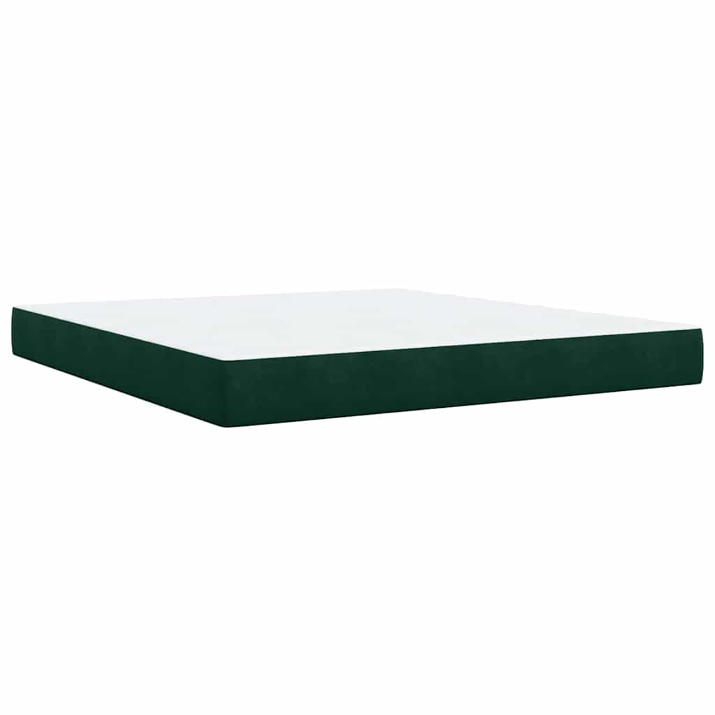 Pat box spring cu saltea, verde închis, 180x200 cm, catifea GartenMobel Dekor