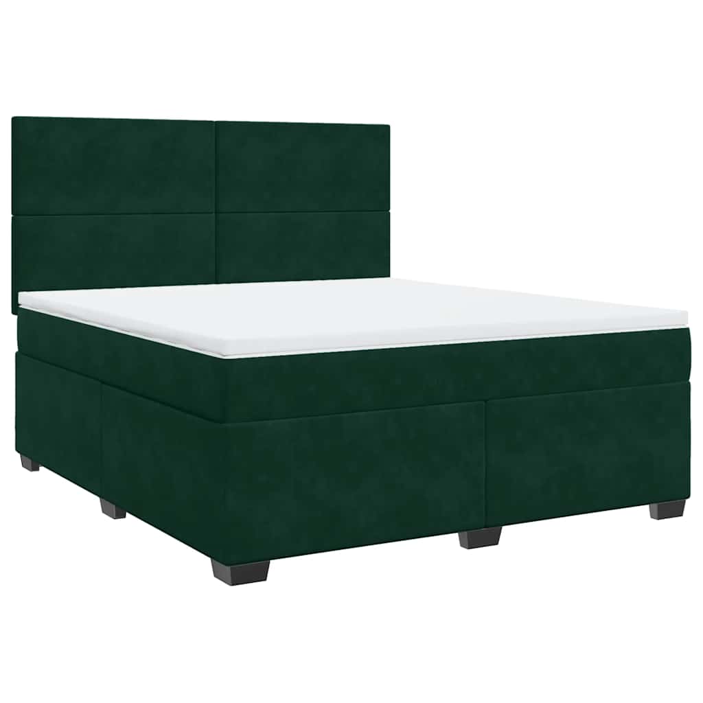 Pat box spring cu saltea, verde închis, 180x200 cm, catifea GartenMobel Dekor