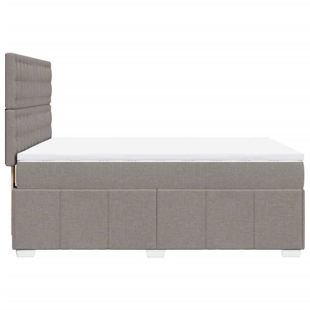 Pat box spring cu saltea, gri taupe, 160x200 cm material textil GartenMobel Dekor