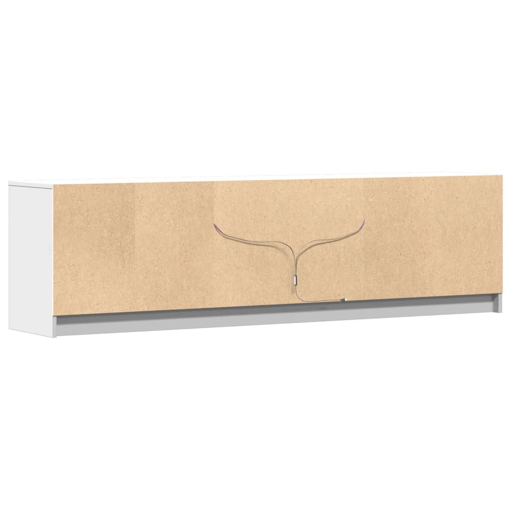 Dulap TV cu LED, alb, 180x34x50 cm, lemn prelucrat GartenMobel Dekor