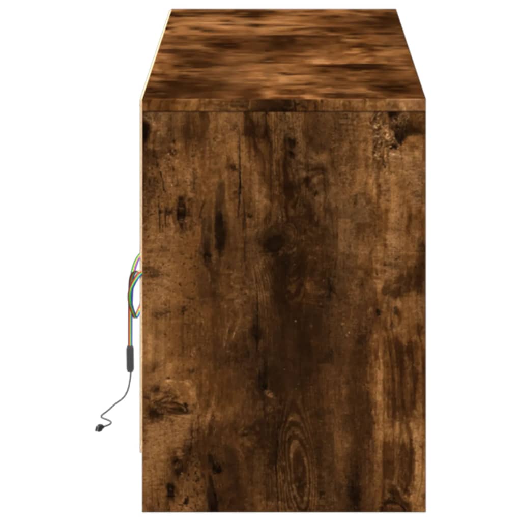 Dulap TV cu LED, stejar fumuriu, 180x34x50 cm, lemn prelucrat GartenMobel Dekor