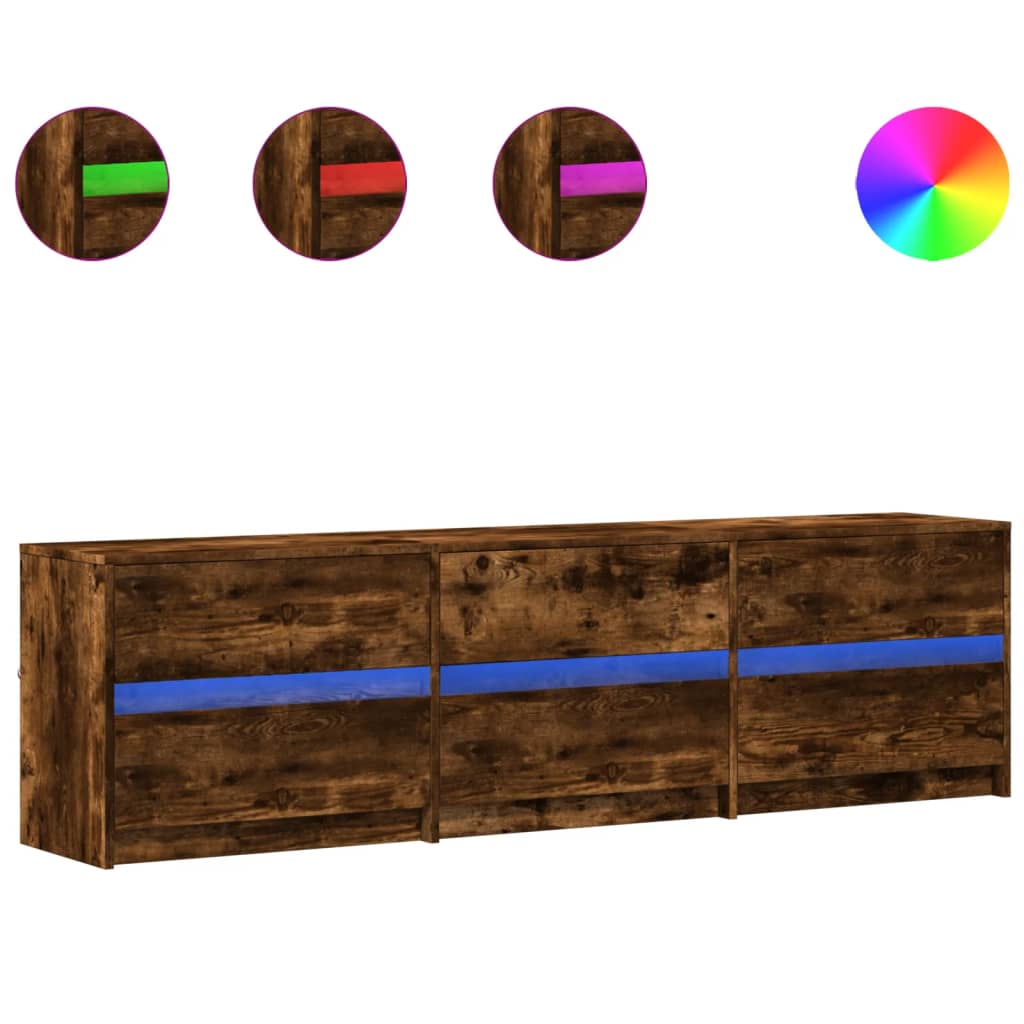 Dulap TV cu LED, stejar fumuriu, 180x34x50 cm, lemn prelucrat GartenMobel Dekor