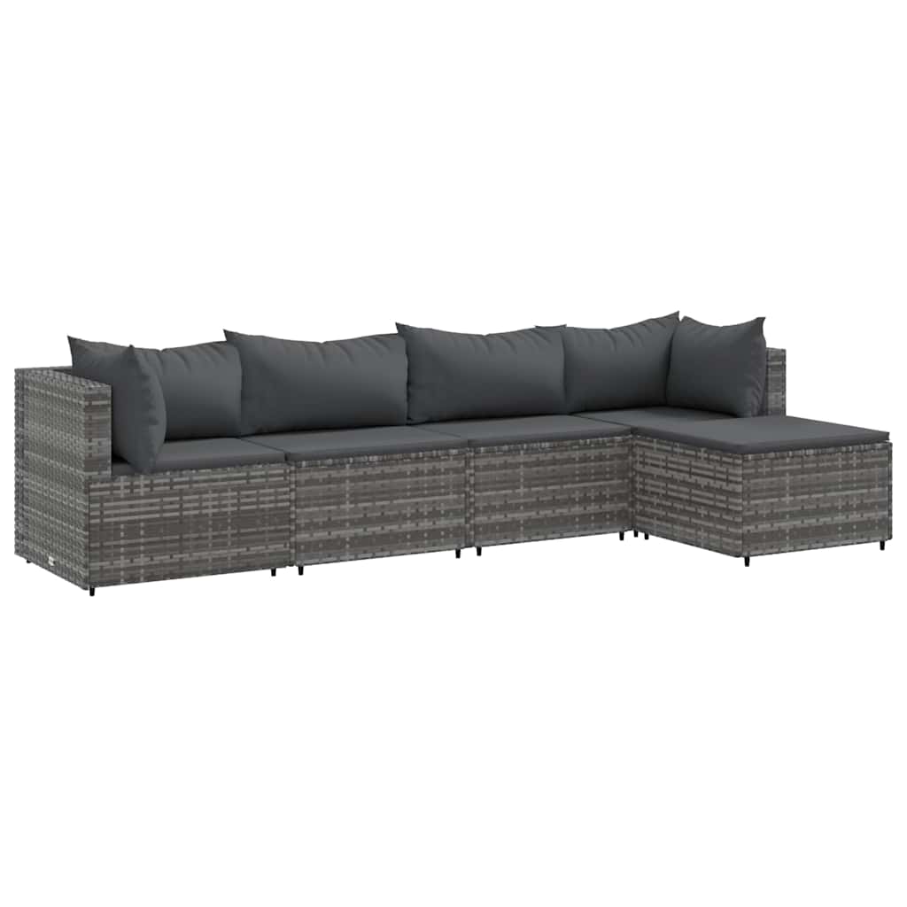 Set mobilier de grădină cu perne, 5 piese, gri, poliratan GartenMobel Dekor