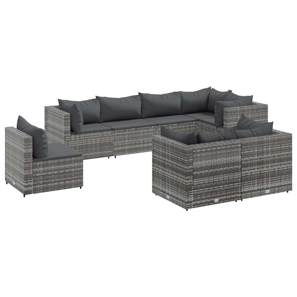 Set mobilier de grădină cu perne, 8 piese, gri, poliratan GartenMobel Dekor