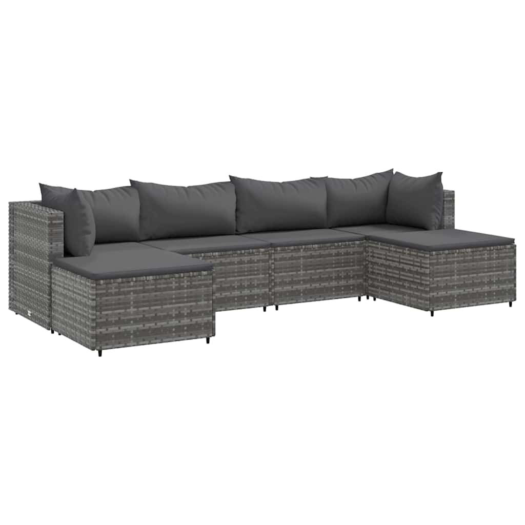 Set mobilier de grădină cu perne, 6 piese, gri, poliratan GartenMobel Dekor