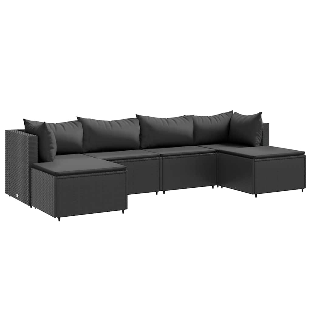 Set mobilier de grădină cu perne, 6 piese, negru, poliratan GartenMobel Dekor