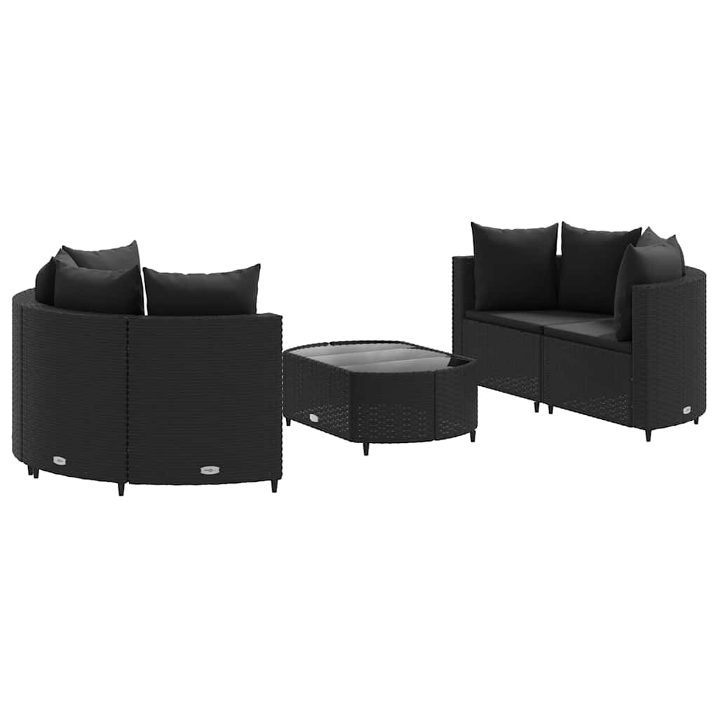 Set mobilier de grădină cu perne, 5 piese, negru, poliratan GartenMobel Dekor