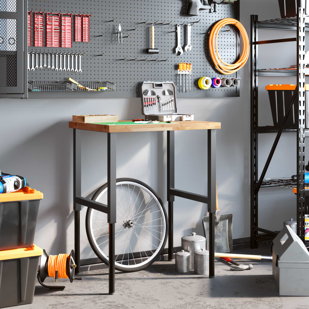 Banc lucru 80x60x(73-99,5) cm lemn masiv acacia dreptunghiular GartenMobel Dekor