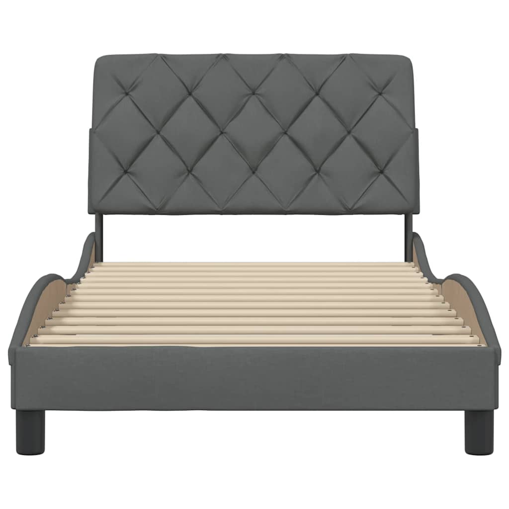 Cadru de pat fără saltea, gri închis, 100x200 cm, textil GartenMobel Dekor