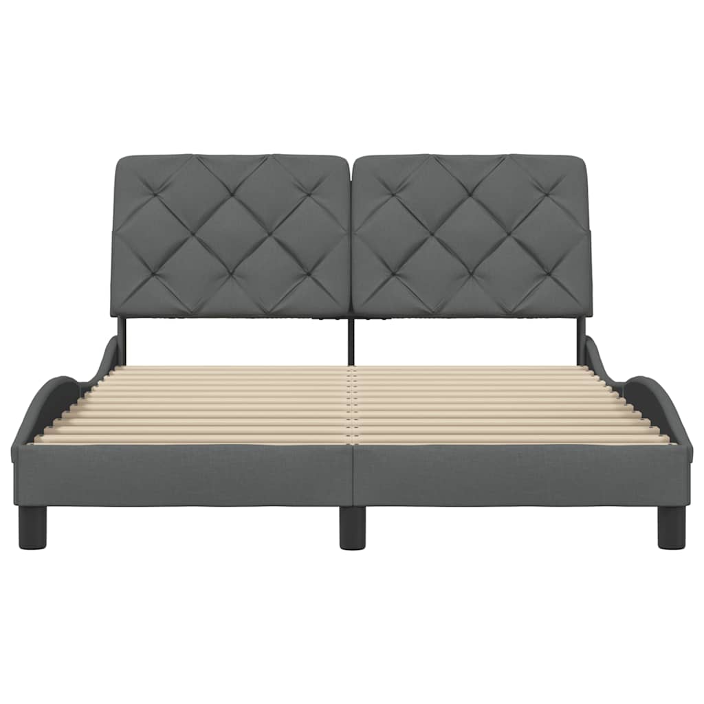 Cadru de pat fără saltea, gri închis, 140x190 cm, textil GartenMobel Dekor