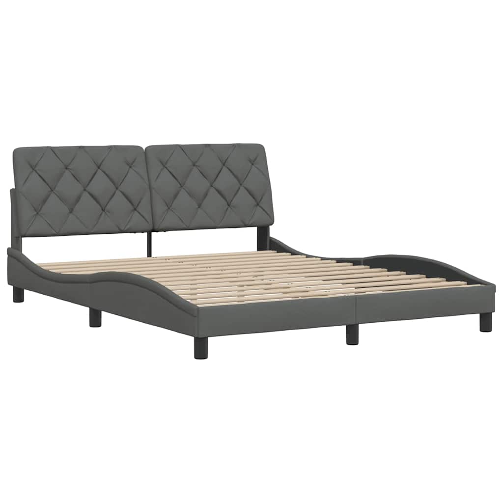 Cadru de pat fără saltea, gri închis, 160x200 cm, textil GartenMobel Dekor