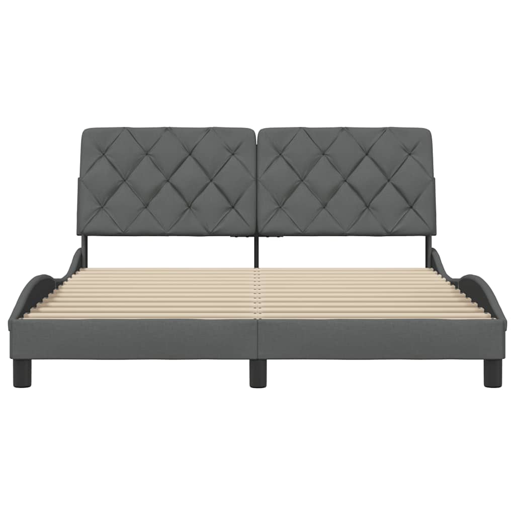 Cadru de pat fără saltea, gri închis, 160x200 cm, textil GartenMobel Dekor