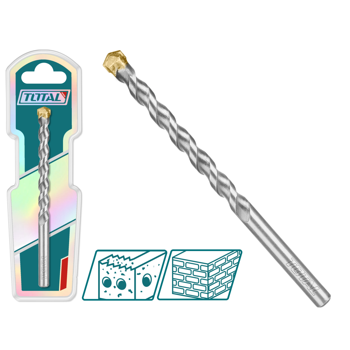 Burghiu pentru beton TOTAL 12x150 mm, varf din carbura, gama industriala