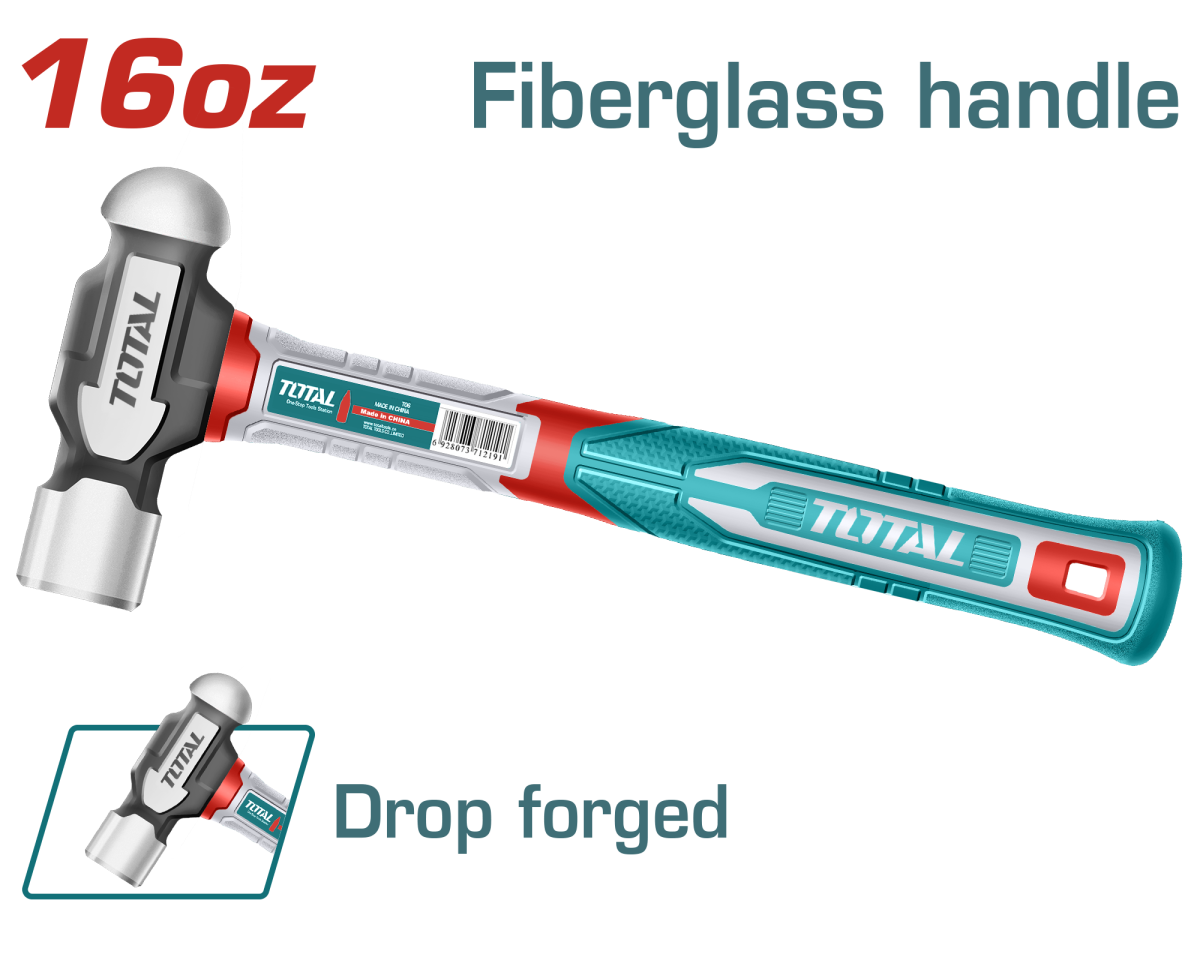 Ciocan pentru tabla TOTAL 450 g, otel forjat si maner din fibra de sticla