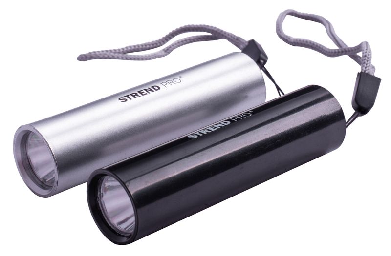 Svietidlo Strend Pro Flashlight NX1051, 50 lm, USB nabíjanie, čierna/strieborná, 77x19 mm, Sellbox 24 ks