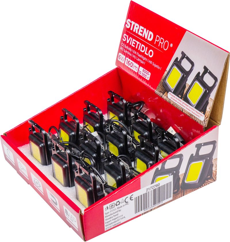Svietidlo Strend Pro Worklight NX1082, prívesok, LED 160 lm, magnet, s klipsou, USB nabíjanie, Sellbox 12 ks