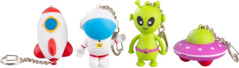 Svietidlo Strend Pro Keychain, kľúčenka, prívesok so zvukom, raketa/ufo/kozmonaut/vesmírna loď, LED 5 lm, Sellbox 24 ks