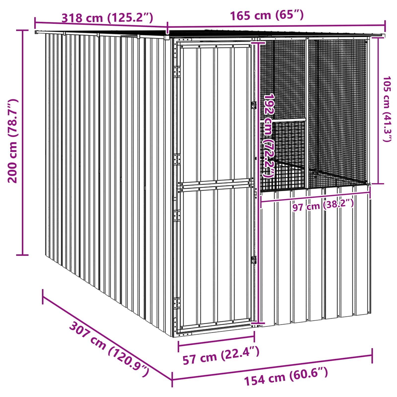 Cușcă pentru păsări Antracit 165 x 318 x 200 cm Oțel Galvanizat GartenMobel Dekor
