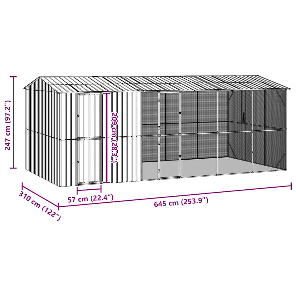 Cușcă pentru păsări Antracit 645 x 310 x 247 cm Oțel Galvanizat GartenMobel Dekor