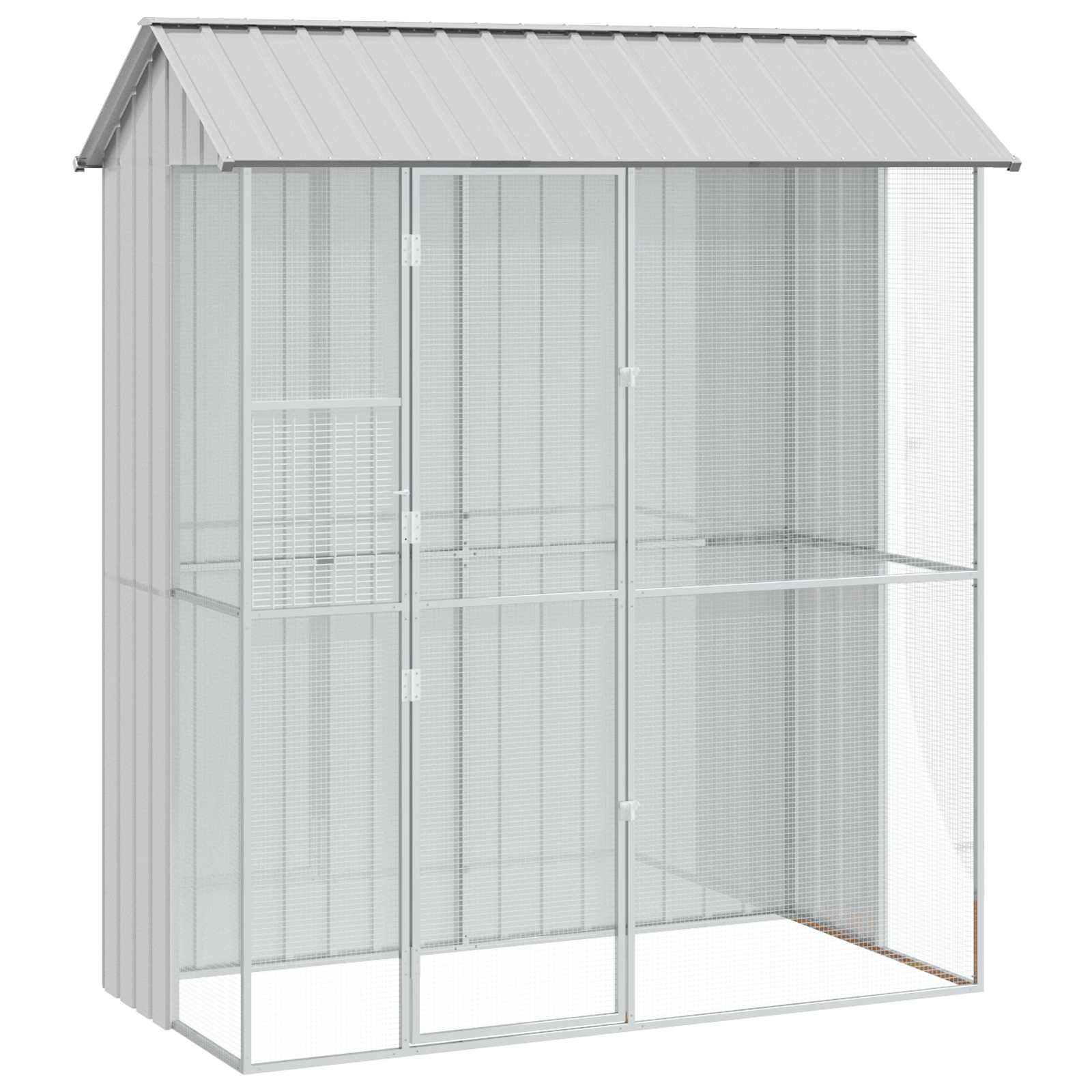 Cușcă pentru păsări Gri 215 x 110 x 247 cm Oțel Galvanizat GartenMobel Dekor
