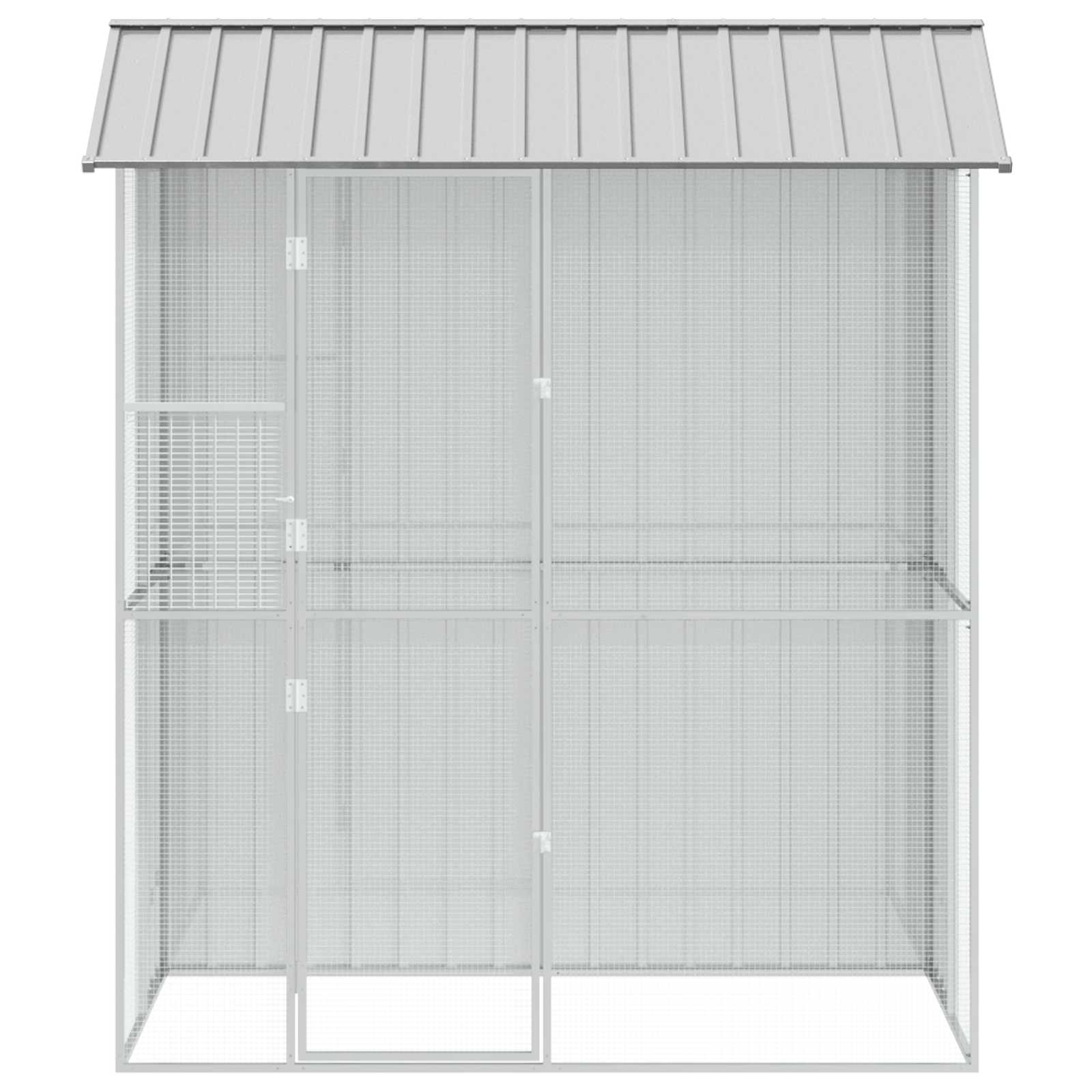 Cușcă pentru păsări Gri 215 x 110 x 247 cm Oțel Galvanizat GartenMobel Dekor