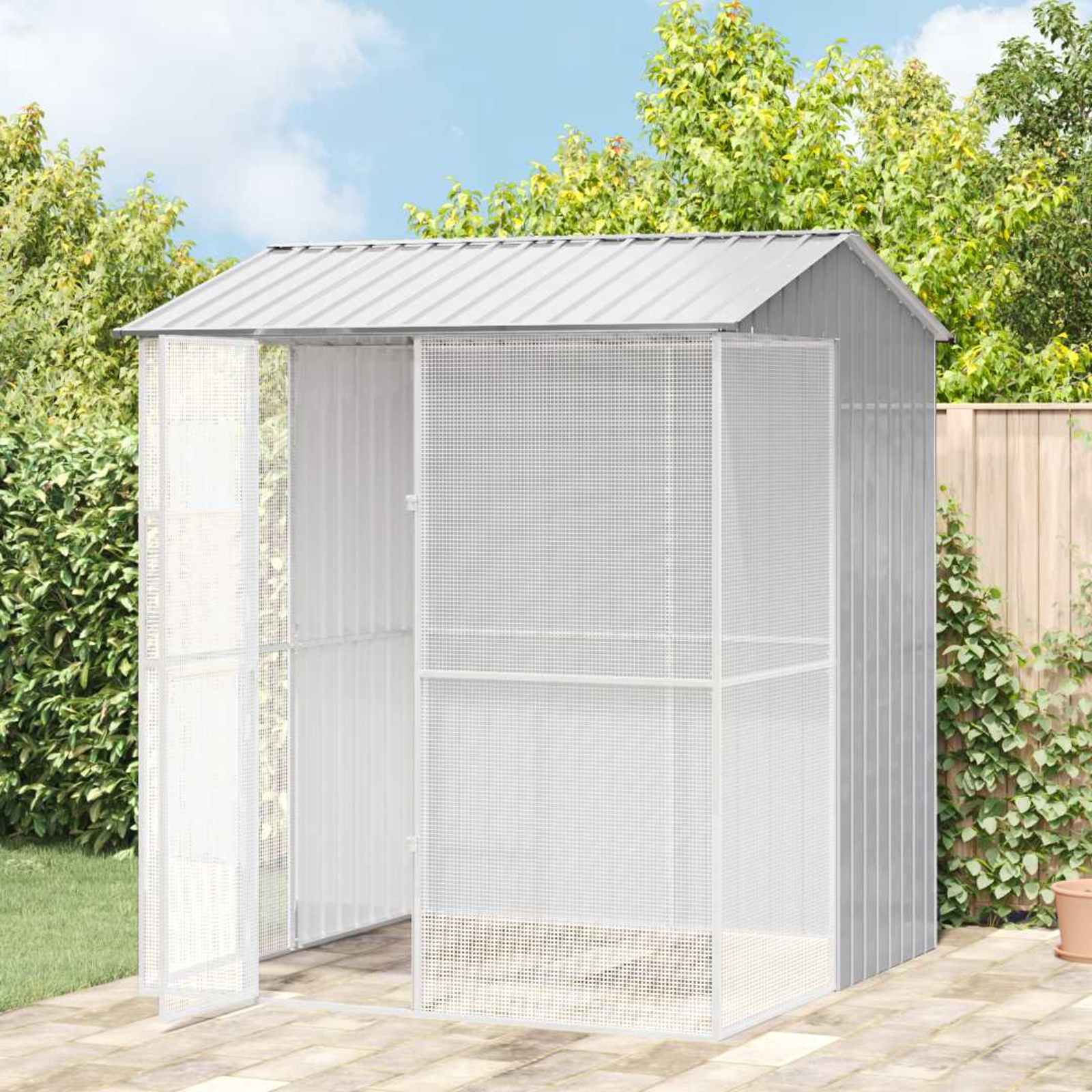 Cușcă pentru păsări Gri 215 x 210 x 247 cm Oțel Galvanizat GartenMobel Dekor