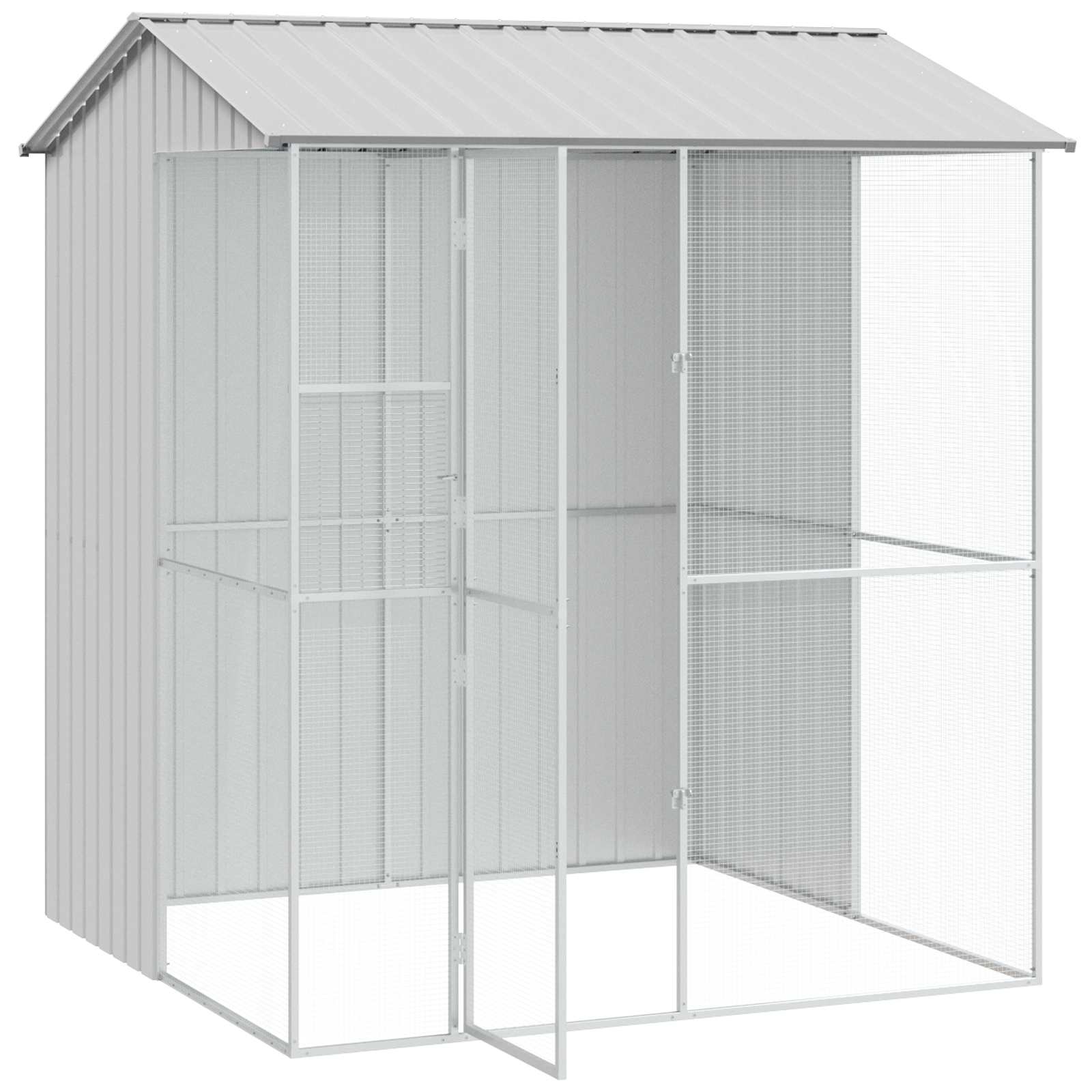 Cușcă pentru păsări Gri 215 x 210 x 247 cm Oțel Galvanizat GartenMobel Dekor