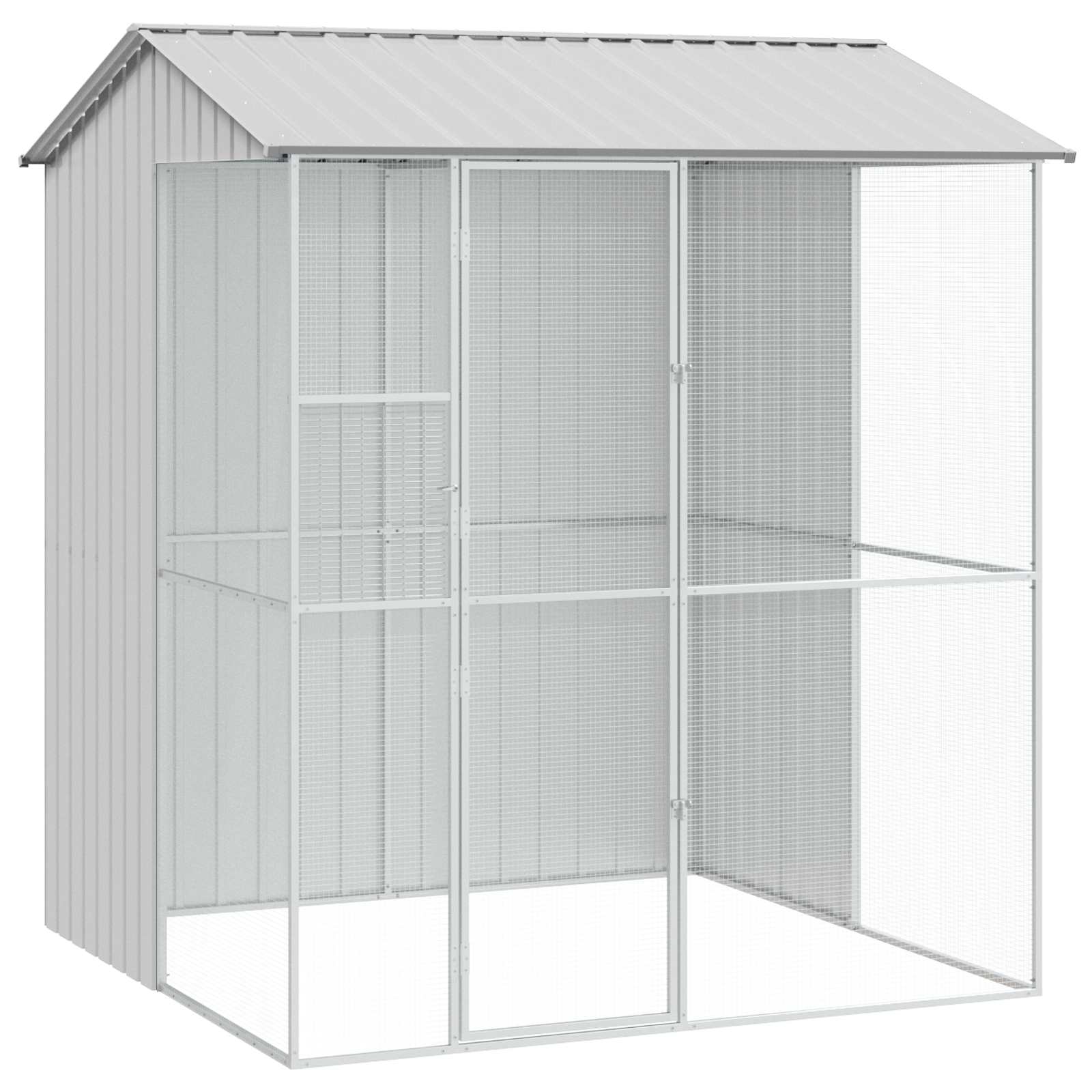 Cușcă pentru păsări Gri 215 x 210 x 247 cm Oțel Galvanizat GartenMobel Dekor