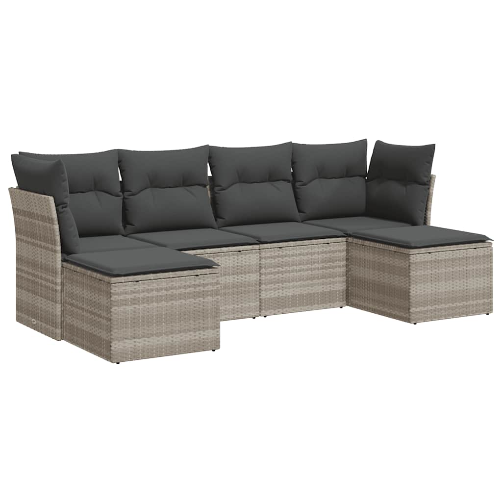 Set canapele de grădină cu perne, 6 piese gri deschis poliratan GartenMobel Dekor