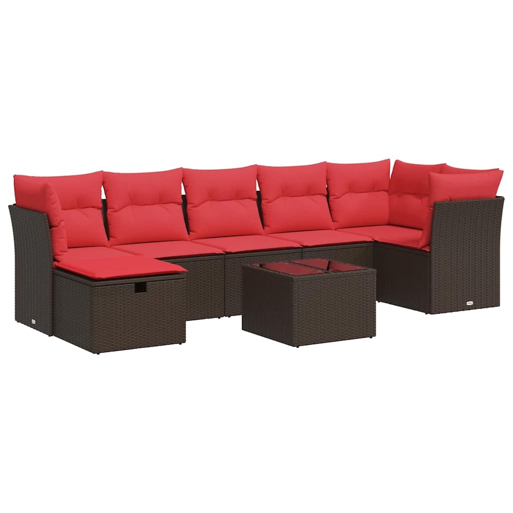 Set canapele de grădină cu perne, 8 piese, maro, poliratan GartenMobel Dekor