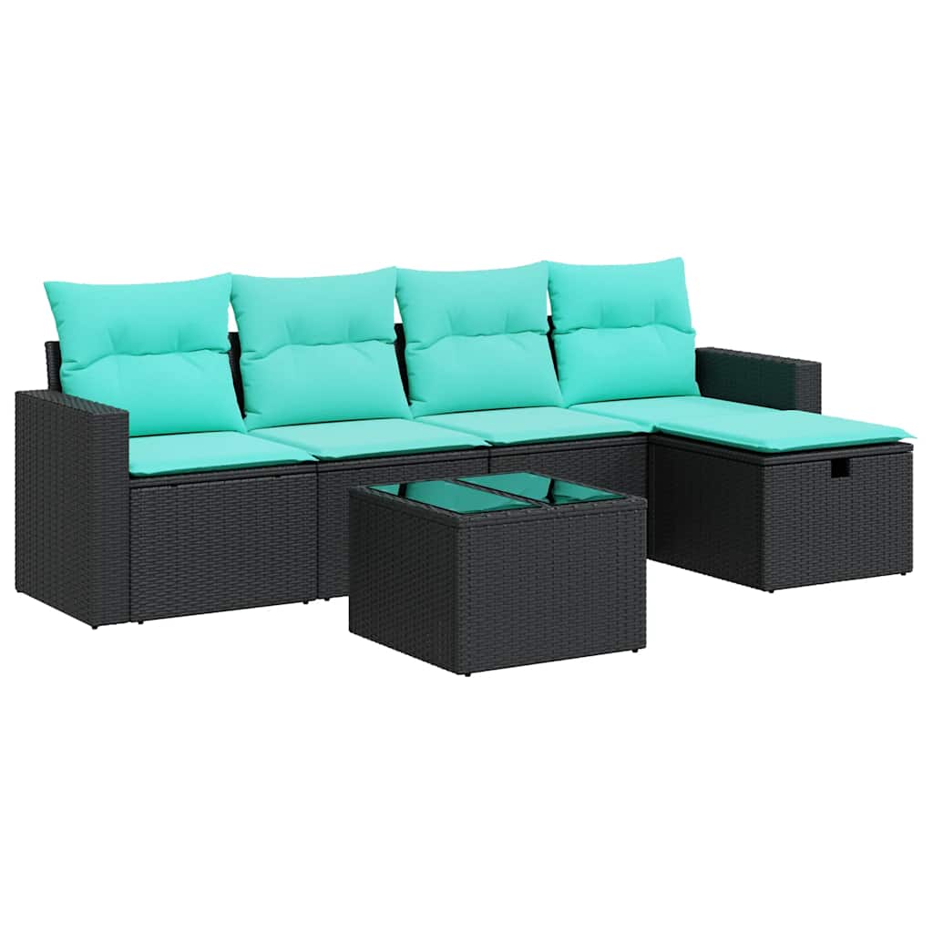 Set mobilier de grădină cu perne, 6 piese, negru, poliratan GartenMobel Dekor
