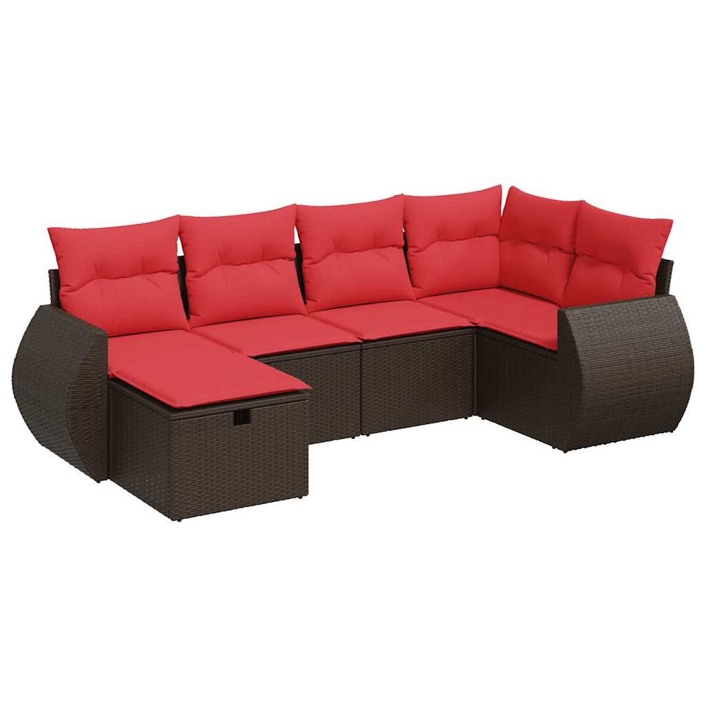 Set canapele de grădină cu perne, 6 piese, maro, poliratan GartenMobel Dekor