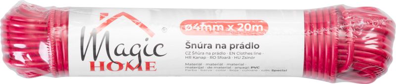 Sfoară de rufe din PVC 20 m, 4 mm, roșie, MagicHome Cloth-Line