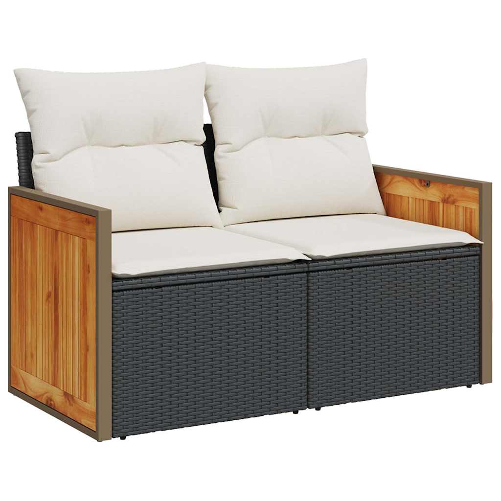 Set mobilier de grădină cu perne, 4 piese, negru, poliratan GartenMobel Dekor
