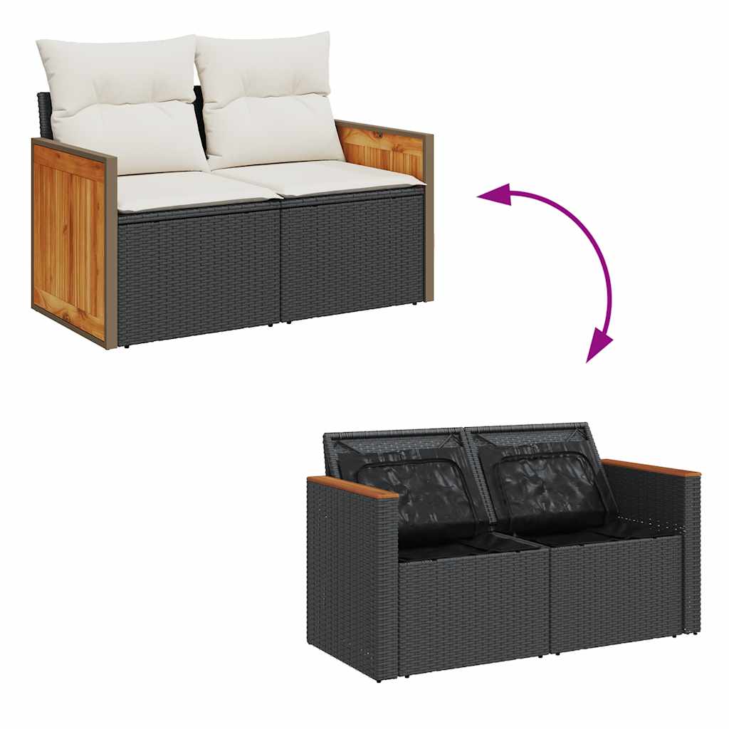 Set mobilier de grădină cu perne, 4 piese, negru, poliratan GartenMobel Dekor