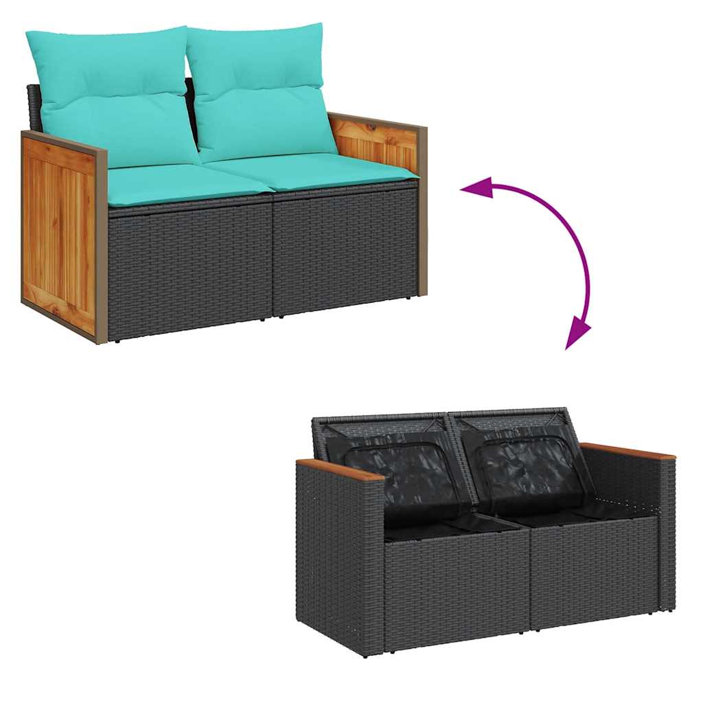 Set mobilier de grădină cu perne, 5 piese, negru, poliratan GartenMobel Dekor