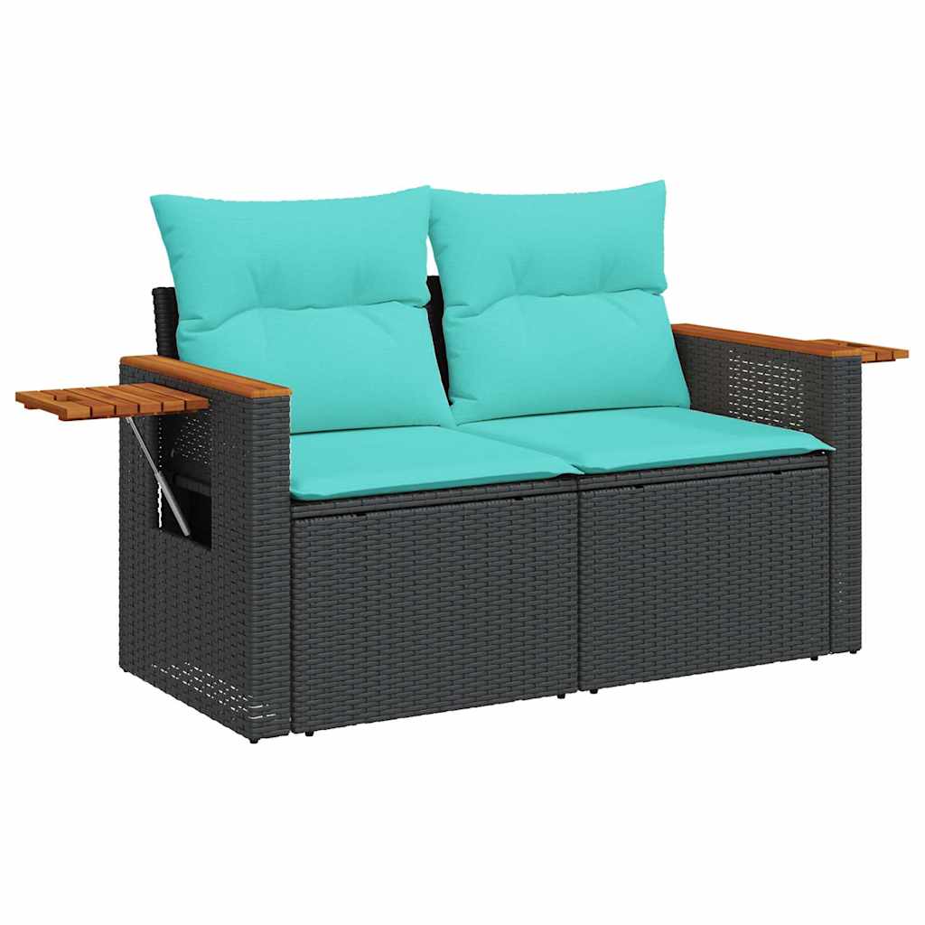 Set mobilier de grădină cu perne, 6 piese, negru, poliratan GartenMobel Dekor