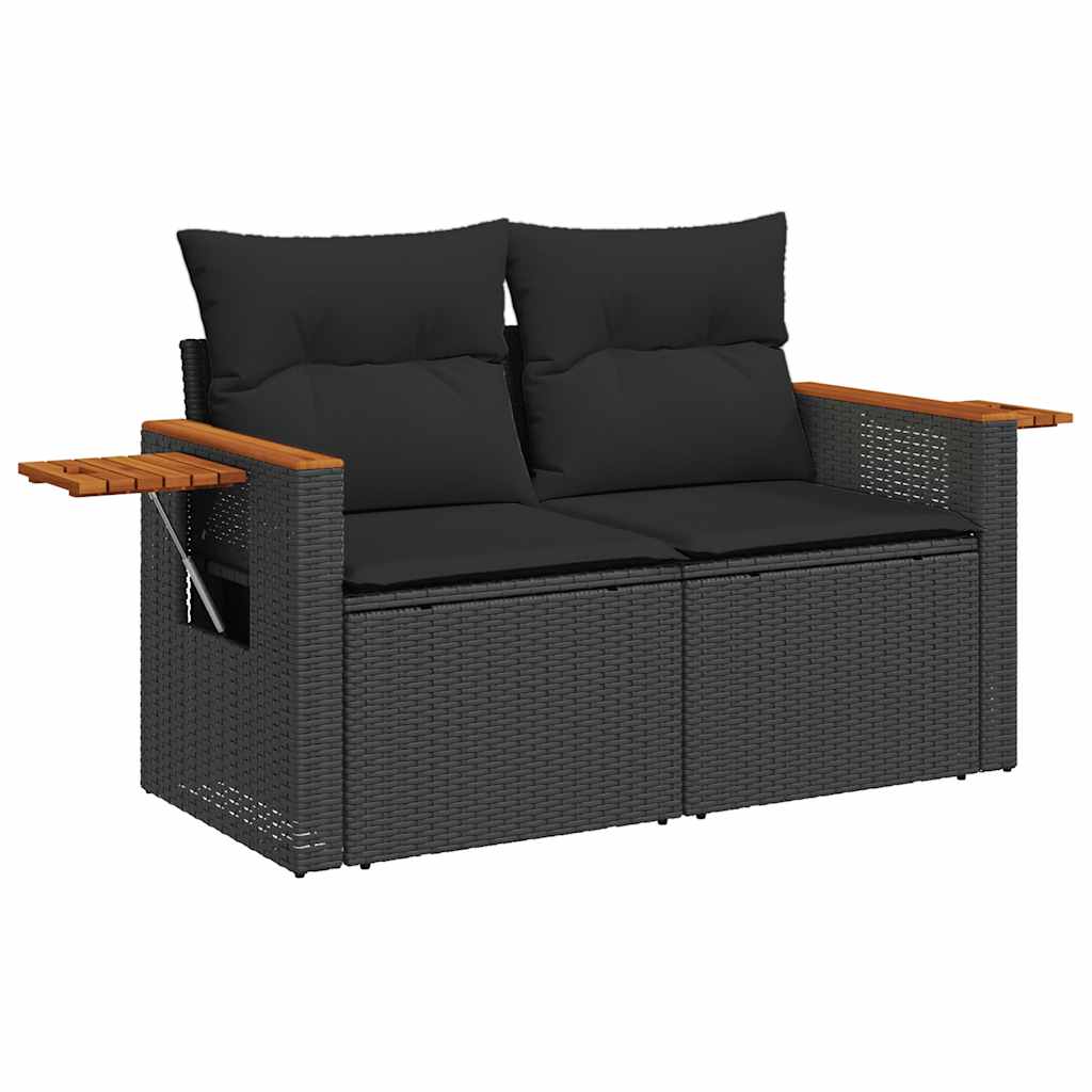 Set mobilier de grădină cu perne, 6 piese, negru, poliratan GartenMobel Dekor