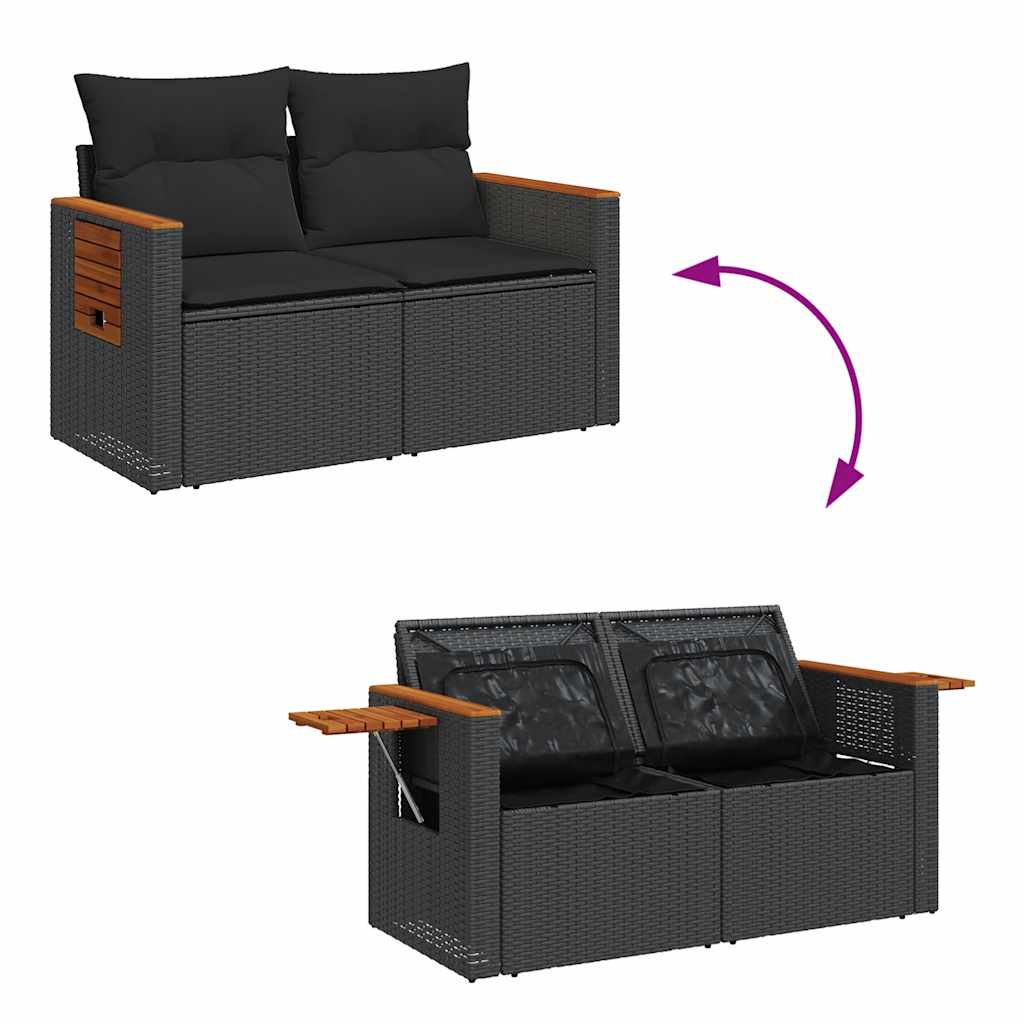 Set mobilier de grădină cu perne, 6 piese, negru, poliratan GartenMobel Dekor