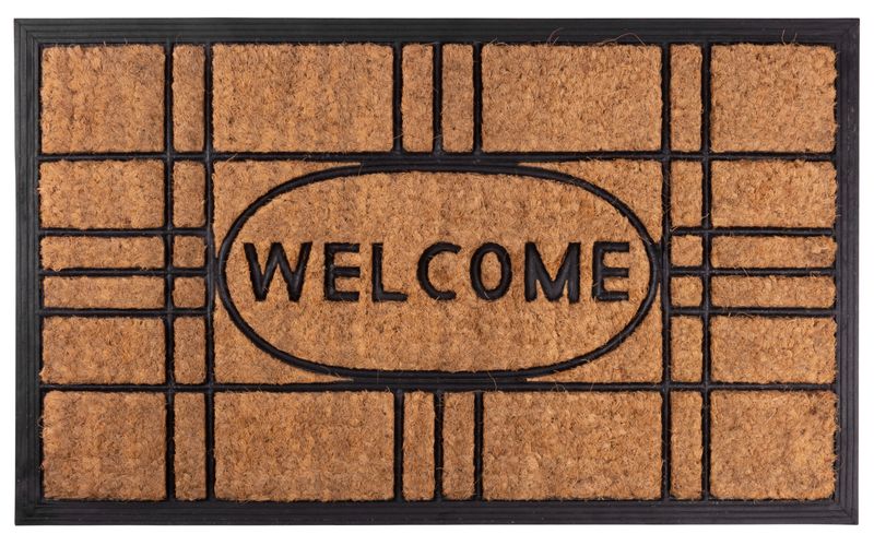 Covoraș de intrare MagicHome Welcome 45x75 cm, din cocos și gumă