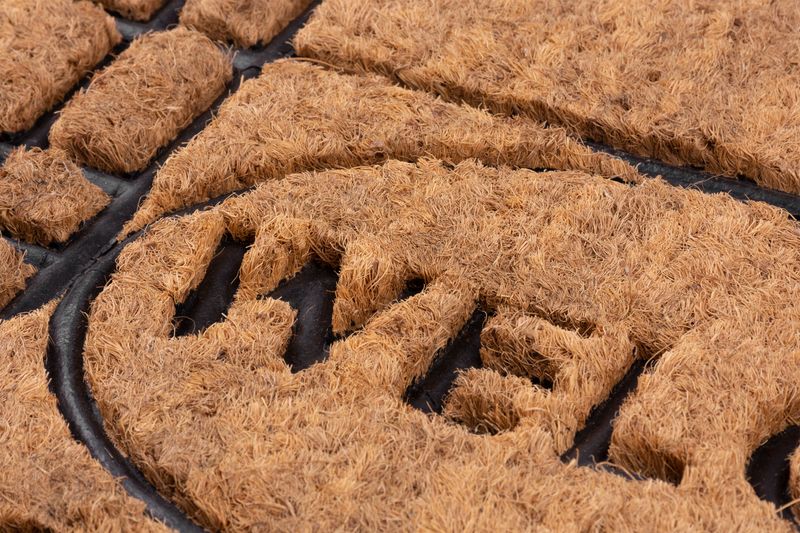 Covoraș de intrare MagicHome Welcome 45x75 cm, din cocos și gumă