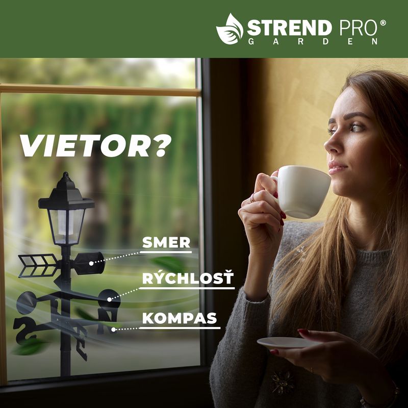 Meteostație de grădină 158 cm cu termometru, pluviometru și lampă solară