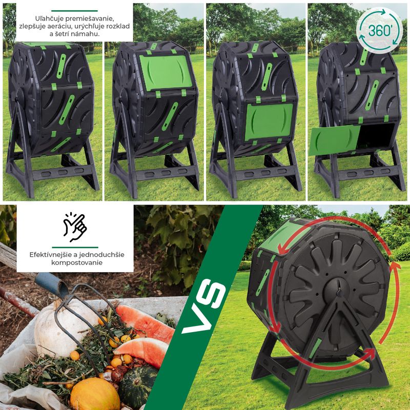 Compostor de gradina tip tambur Strend Pro Garden, 70 L, negru