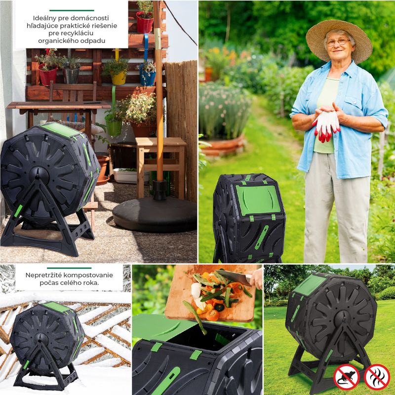 Compostor de gradina tip tambur Strend Pro Garden, 70 L, negru